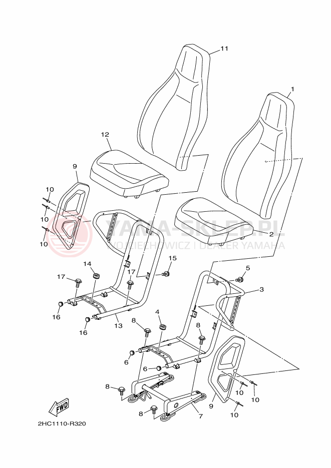 Schemat "siedzenie" do Yamaha YXZ1000R SE