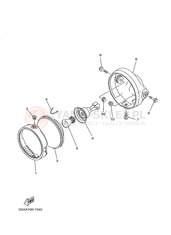 Schemat "Lampa przód" do Yamaha AG200F