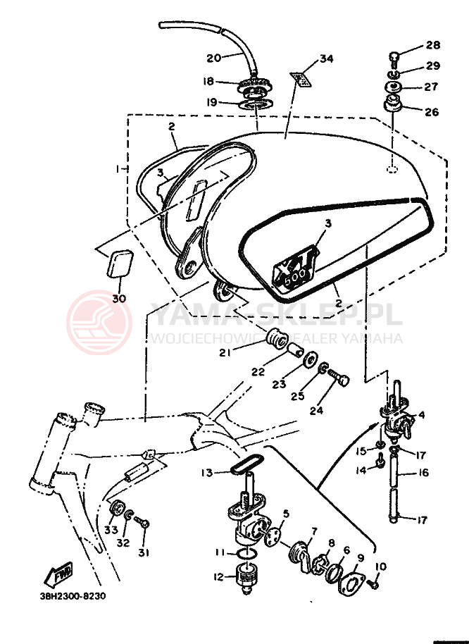 Schemat "zbiornik paliwa" do Yamaha XT500