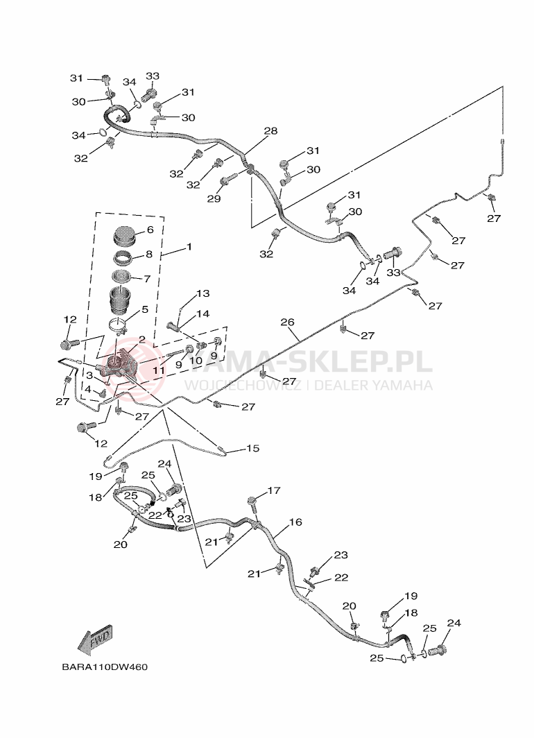 Schemat "układ hamulcowy" do Yamaha WOLVERINE X2 EPS R-SPEC