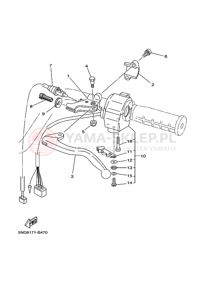 Schemat "Kierownica i osprzęt" do Yamaha WOLVERINE 4WD