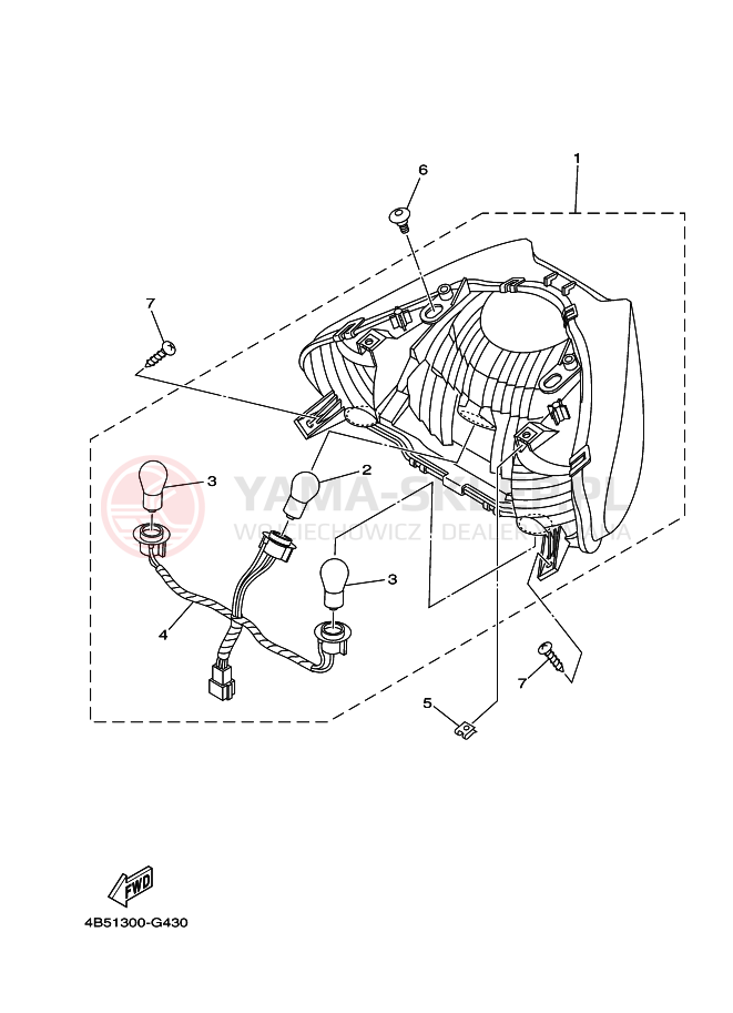 Schemat "Oświetlenie tył" do Yamaha TMAX