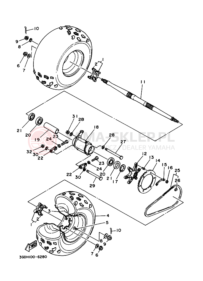 Schemat "Koło tył" do Yamaha WARRIOR