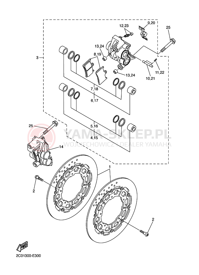 Schemat "Zacisk hamulcowy + tarcza przód" do Yamaha YZF-R6