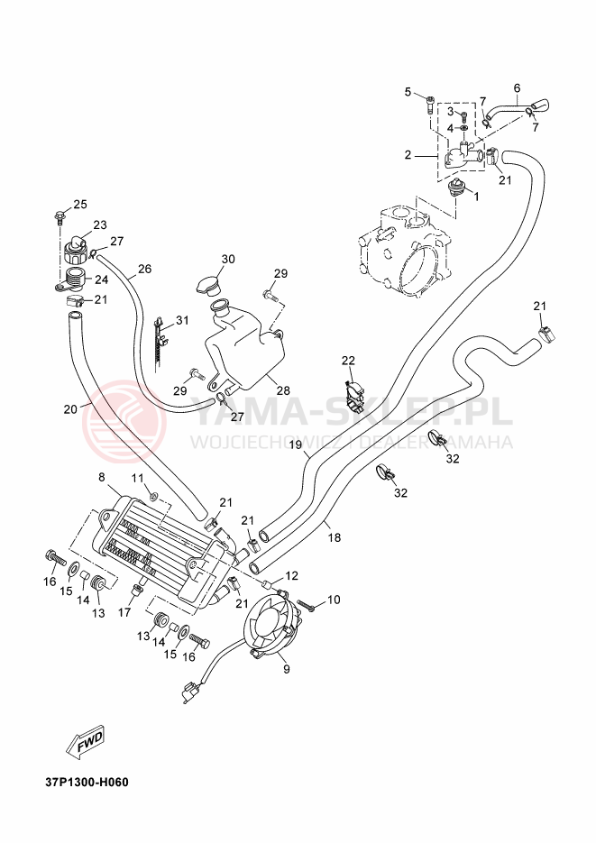 Schemat "Układ chlodzenia" do Yamaha X-MAX 250