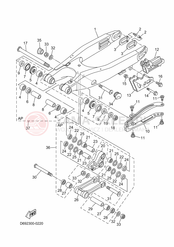 Schemat "wahacz" do Yamaha YZ250