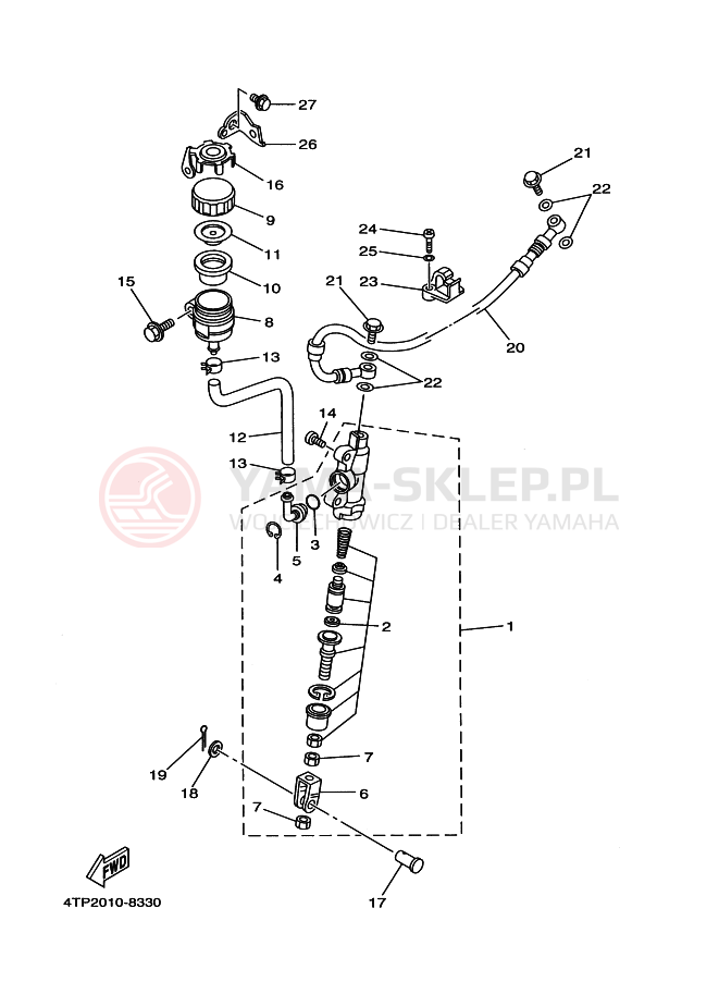 Schemat "Pompa hamulcowa tył" do Yamaha DT230 LANZA