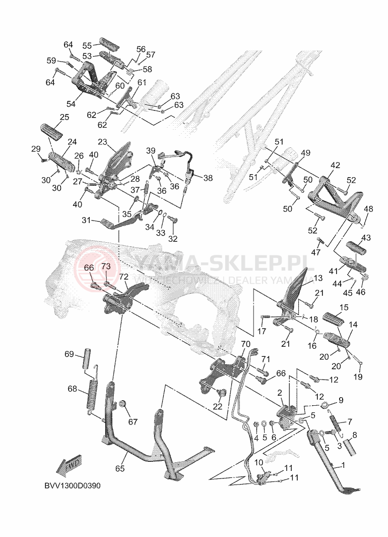 Schemat "Stopka postojowa i podnóżki" do Yamaha TRACER 9 GT Y-AMT