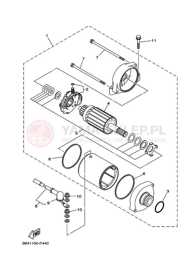 Schemat "rozrusznik" do Yamaha GRIZZLY 700 FI