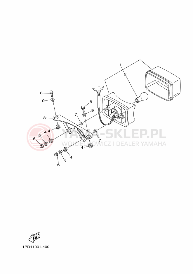 Schemat "Oświetlenie tył" do Yamaha YFZ450B