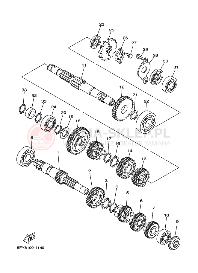 Schemat "Skrzynia biegów " do Yamaha TW200E TW200R