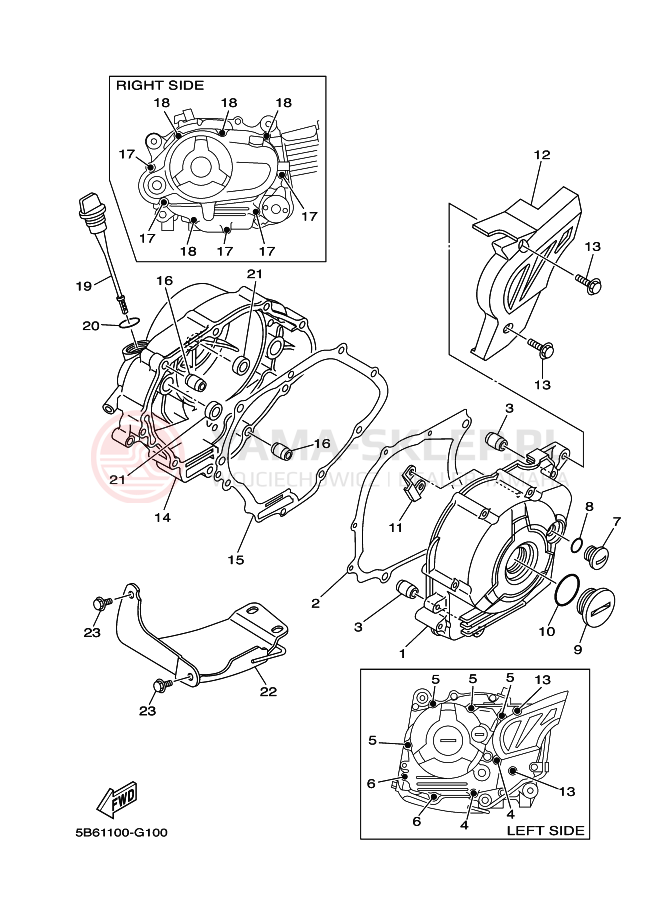 Schemat "Pokrywa silnika" do Yamaha TT-R110E