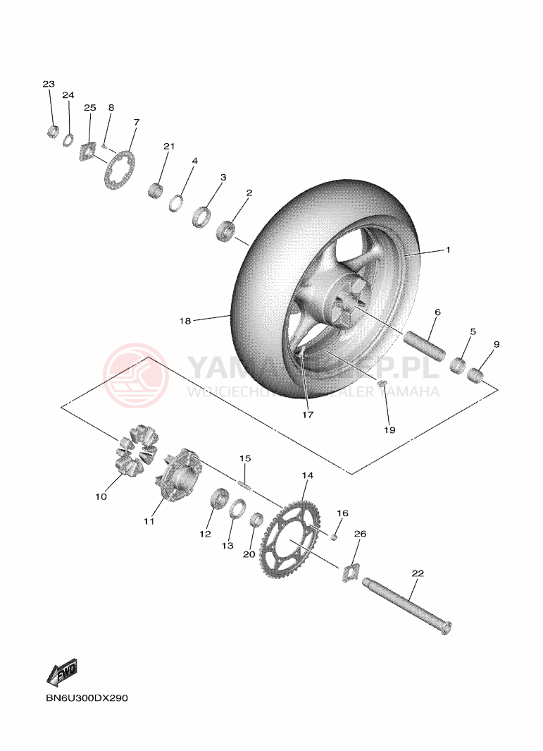 Schemat "Koło tył" do Yamaha YZF-R6