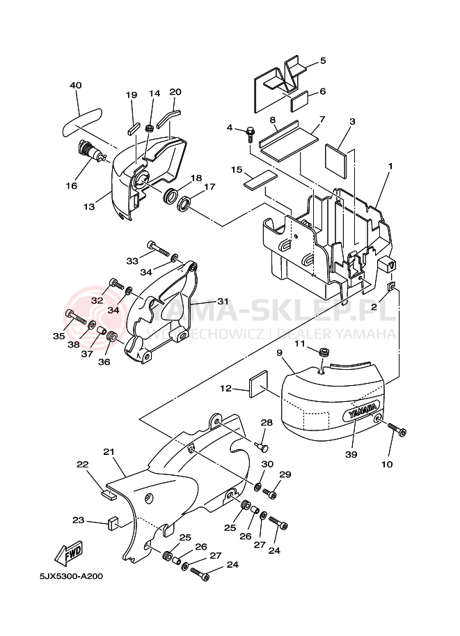 Schemat "Pokrywa boczna" do Yamaha XVS125 DRAGSTAR