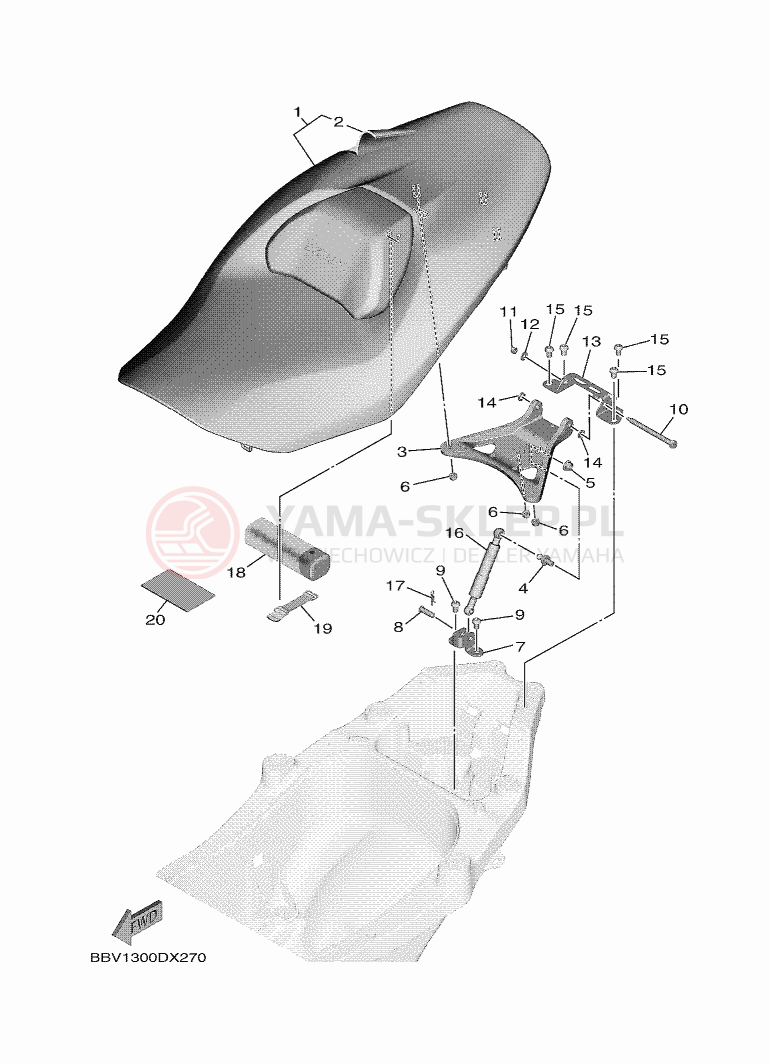 Schemat "siedzenie" do Yamaha TMAX