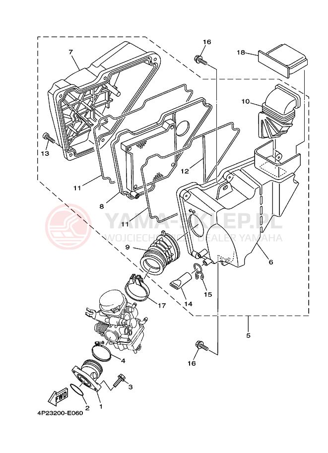 Schemat "Wtrysk paliwa" do Yamaha YBR125E