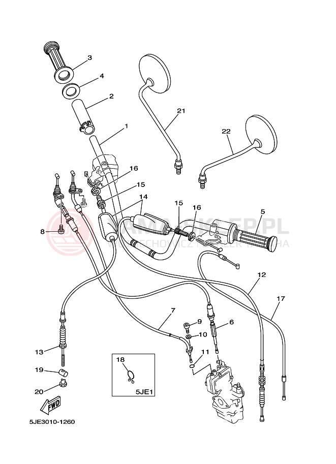 Schemat "Kierownica i osprzęt" do Yamaha YB-1 YB-1FOUR YB1-4