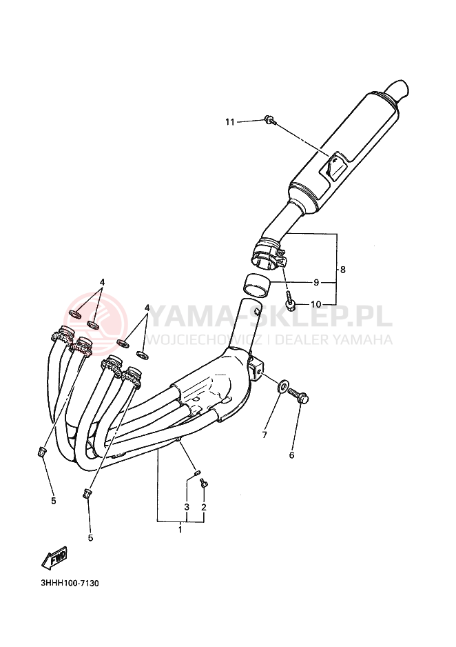 Schemat "Wydech końcowy" do Yamaha FZR600 GENESIS
