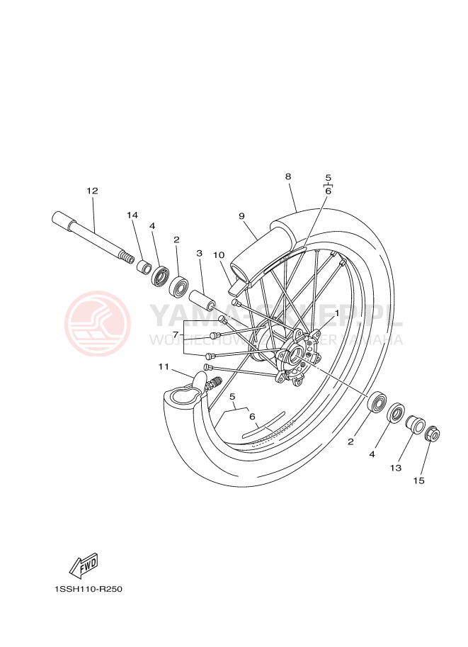 Schemat "Koło przód" do Yamaha YZ250