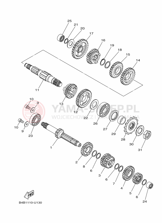 Schemat "Skrzynia biegów " do Yamaha YZ85