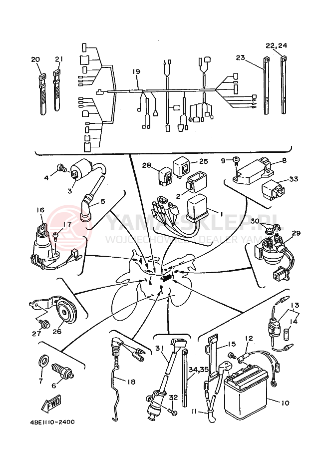 Schemat "układ elektryczny" do Yamaha XT225 XT225E