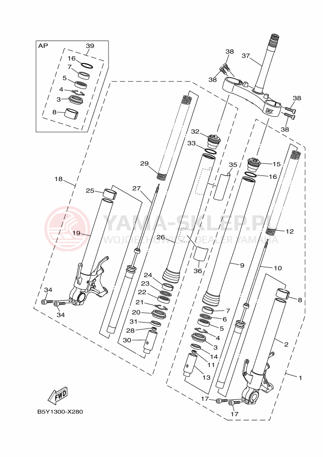 Schemat "Amortyzatory przód" do Yamaha MT-10