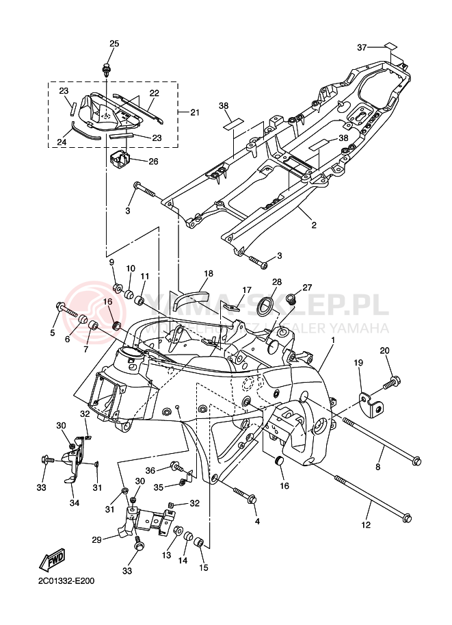 Schemat "rama" do Yamaha YZF-R6