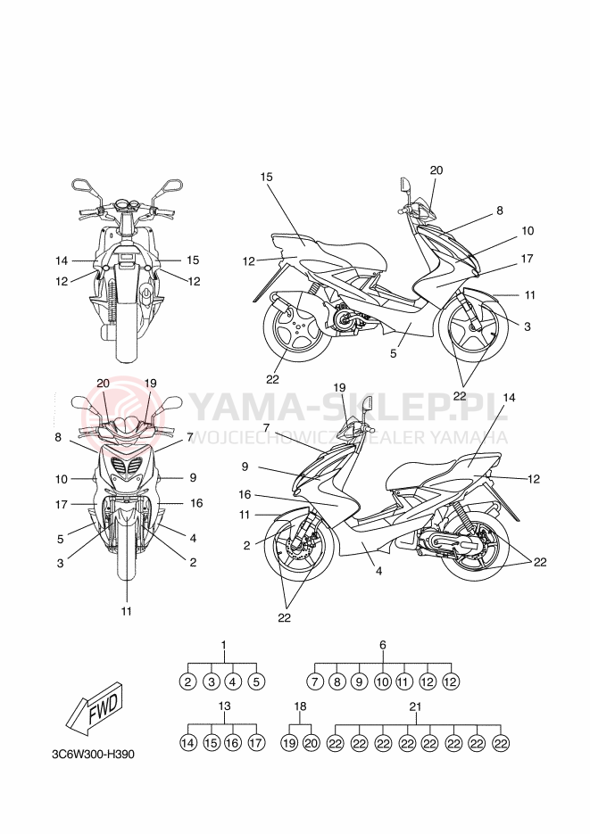 Schemat "naklejki" do Yamaha AEROX