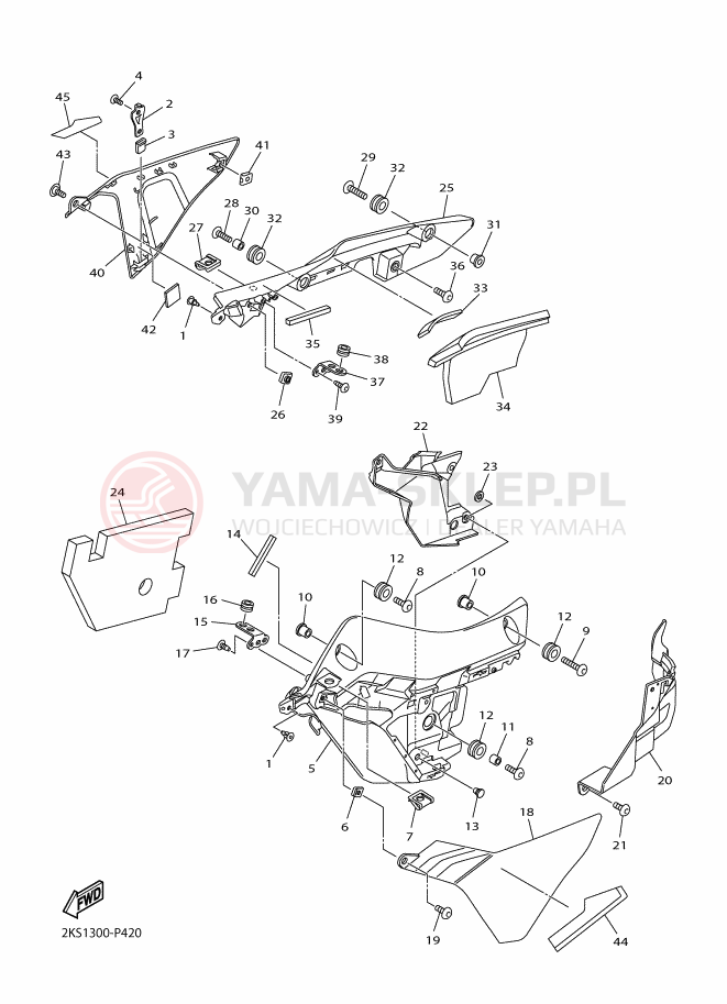 Schemat "elementy nadwozia" do Yamaha YZF-R1M