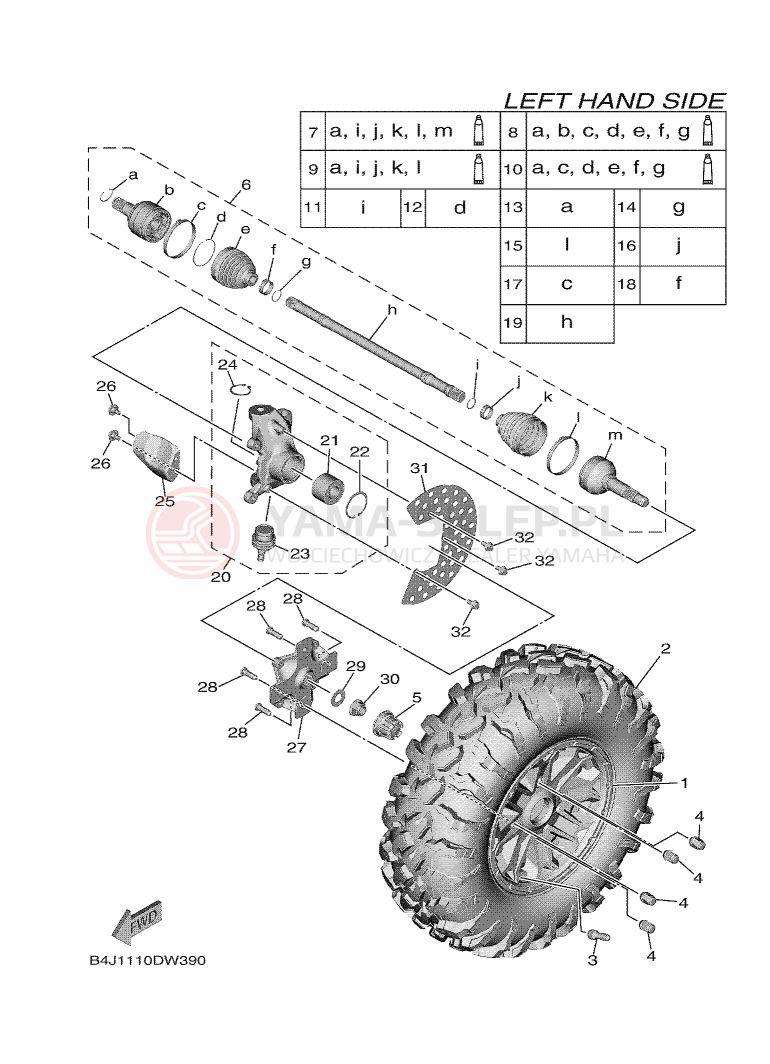 Schemat "Koło przód" do Yamaha WOLVERINE RMAX4 1000 LE
