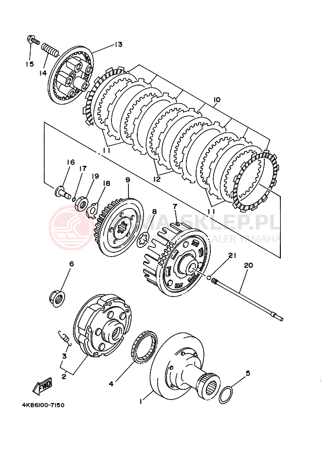 Schemat "sprzęgło" do Yamaha YFM350FW-X