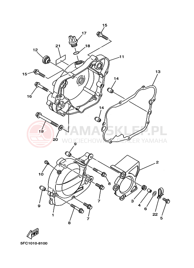 Schemat "Pokrywa silnika" do Yamaha RZ50