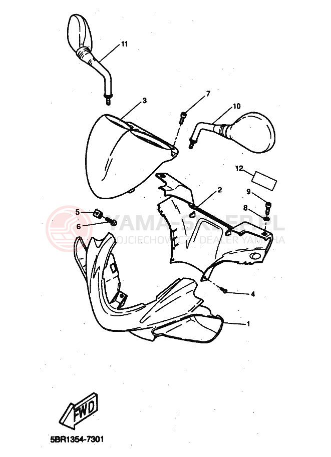 Schemat "elementy nadwozia" do Yamaha YQ50L