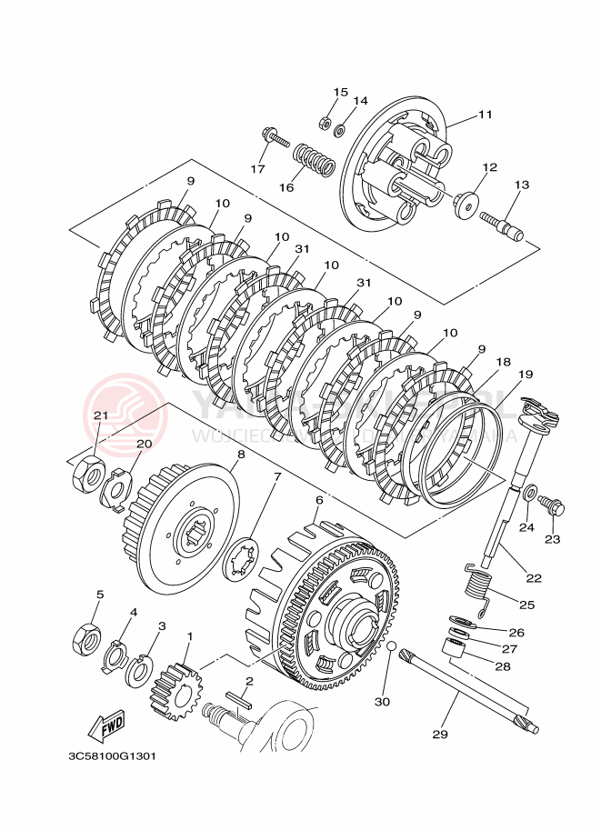 Schemat "sprzęgło" do Yamaha XG250 TRICKER
