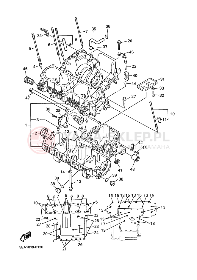 Schemat "Pokrywa silnika" do Yamaha XJR1300