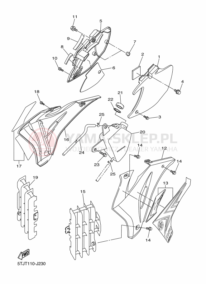 Schemat "Pokrywa boczna" do Yamaha WR450F