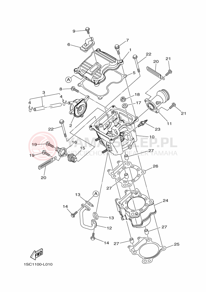 Schemat "cylinder" do Yamaha YFM300