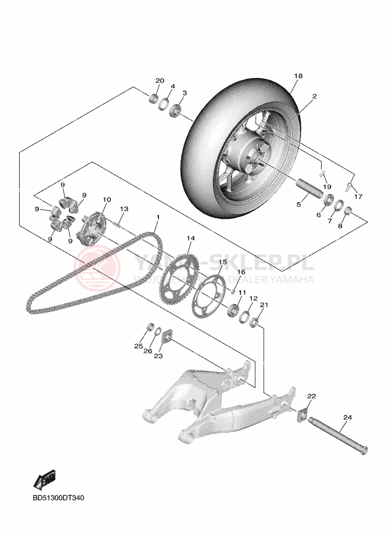 Schemat "Koło tył" do Yamaha NIKEN