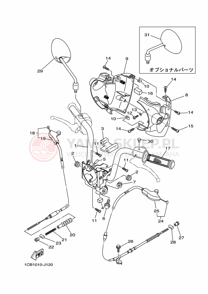 Schemat "Kierownica i osprzęt" do Yamaha EC-03