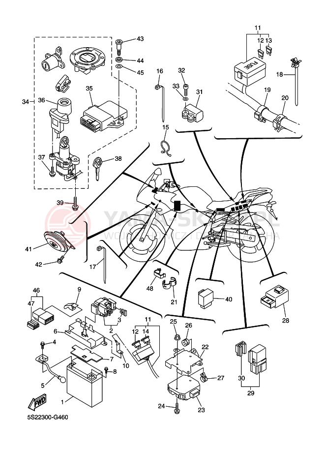 Schemat "układ elektryczny" do Yamaha FAZER