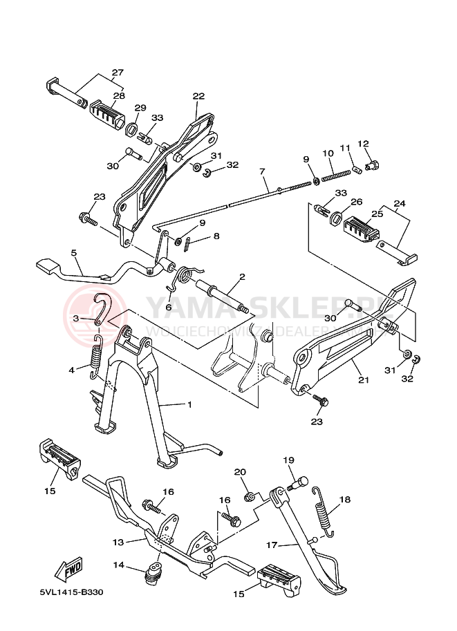Schemat "Stopka postojowa i podnóżki" do Yamaha YBR125E