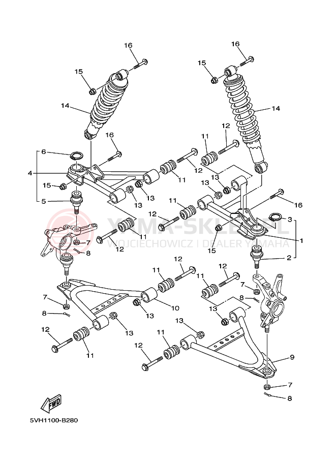 Schemat "Koło przód" do Yamaha KODIAK 2WD