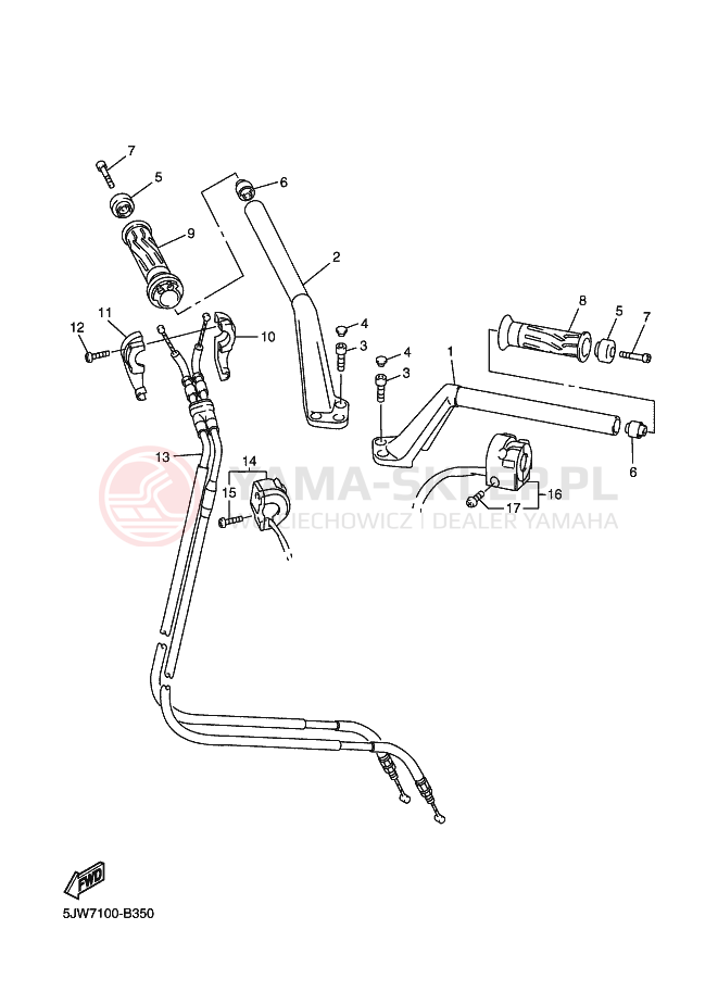Schemat "Kierownica i osprzęt" do Yamaha FJR1300 FJR13R FJR