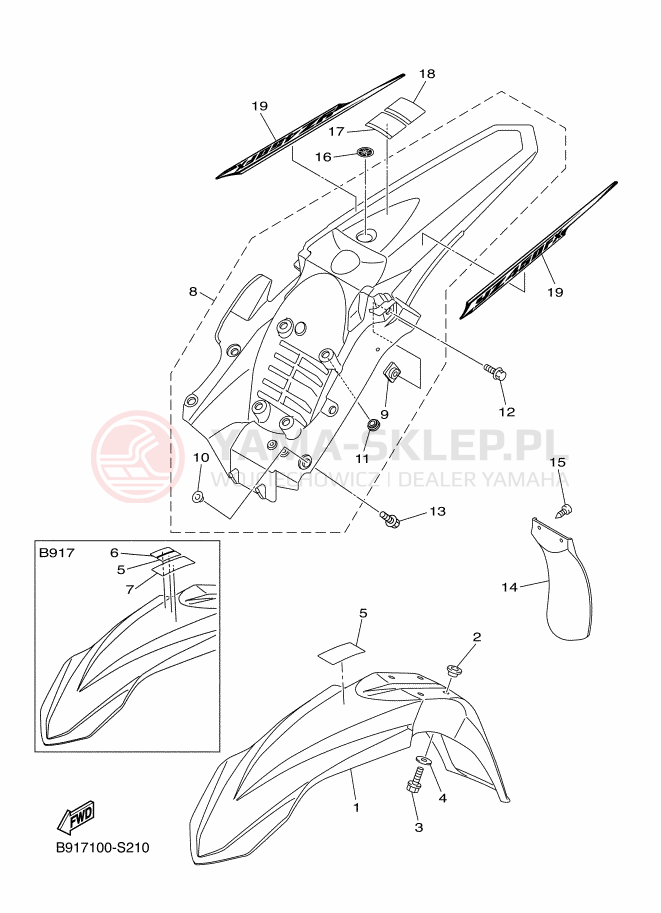 Schemat "błotnik" do Yamaha YZ450FX