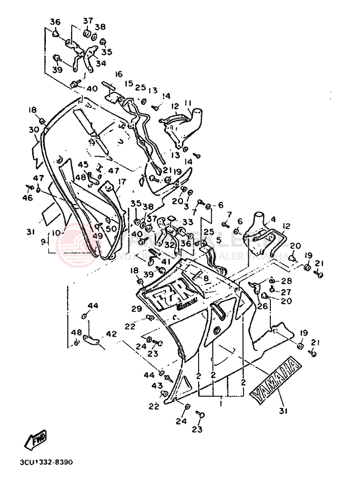 Schemat "elementy nadwozia" do Yamaha FZR750R