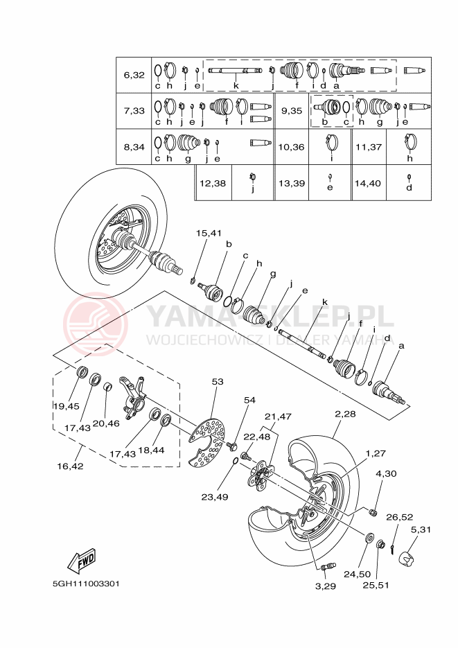 Schemat "Koło przód" do Yamaha YFM400FWA