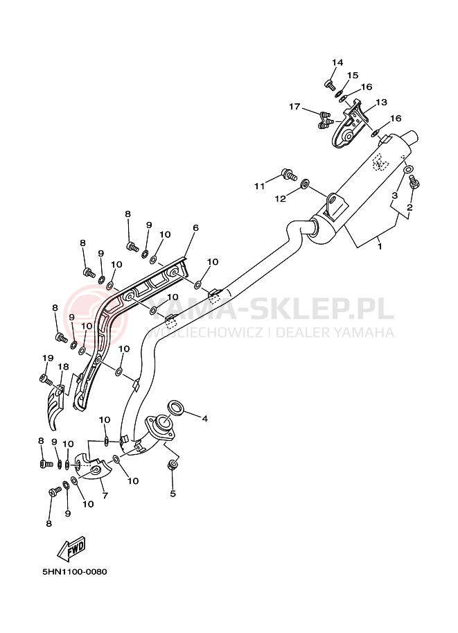 Schemat "Wydech końcowy" do Yamaha TTR90
