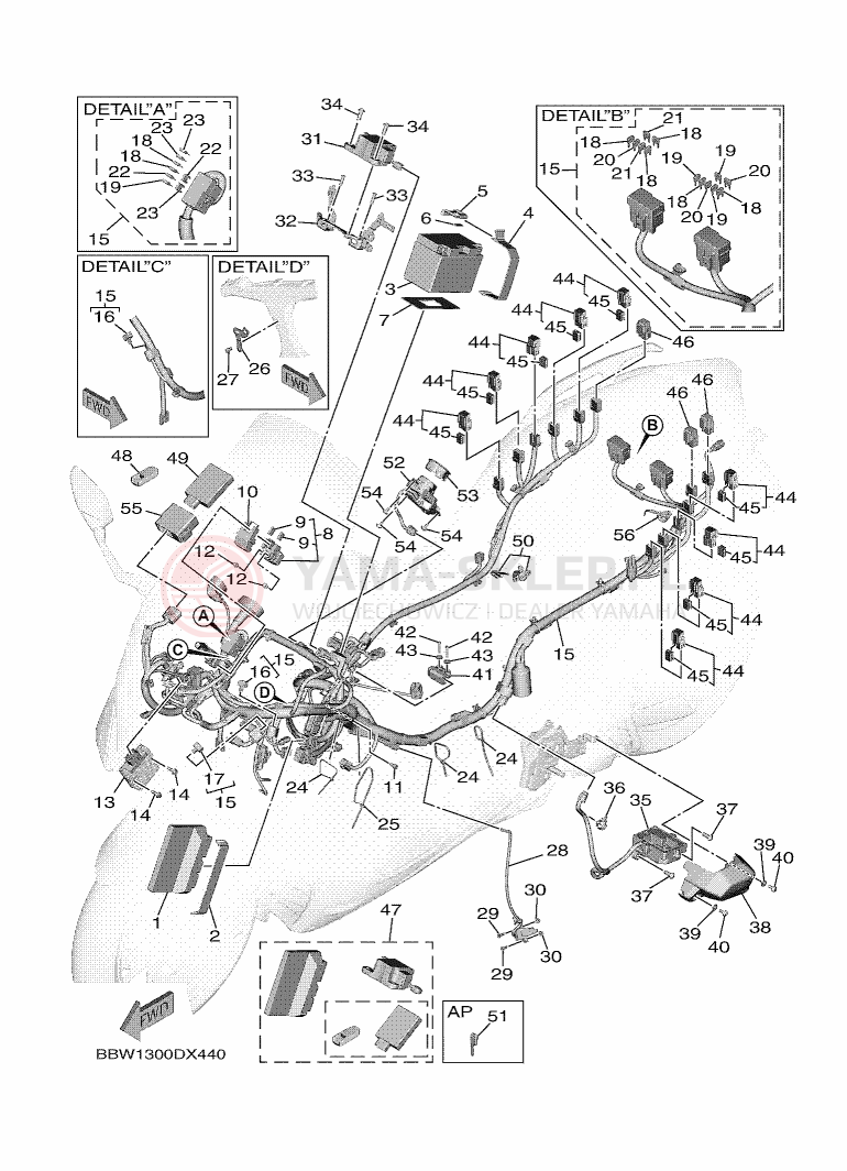 Schemat "układ elektryczny" do Yamaha TMAX TECH MAX