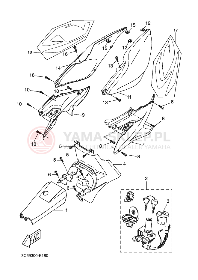 Schemat "Pokrywa boczna" do Yamaha AEROX ROSSI