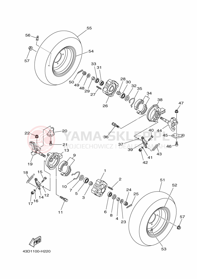 Schemat "Koło przód" do Yamaha YFM90